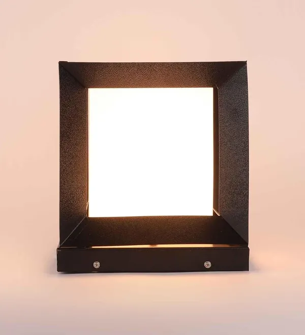 SWIATLO_Modern_Shape_Pole_Lamp/Gate_Light/_Outdoor_Lamp/Outdoor_Light/Pillar_Light_for_Outdoor_Home,_Square_Shape,_Black_and_Milky_(Pack_of_2,_WITH_BULB)