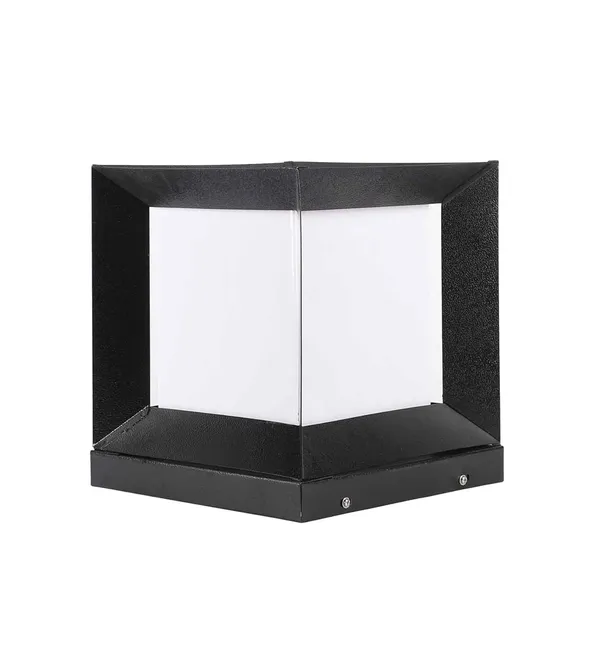 SWIATLO_Modern_Shape_Pole_Lamp/Gate_Light/_Outdoor_Lamp/Outdoor_Light/Pillar_Light_for_Outdoor_Home,_Square_Shape,_Black_and_Milky_(Pack_of_1,_WITH_BULB)