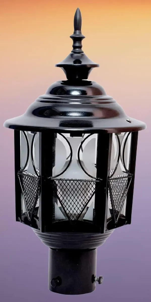 SWIATLO_Modern_Shape_Pole_Lamp/Gate_Light/_Outdoor_Lamp/Outdoor_Light/Pillar_Light_for_Outdoor_Home,_Metro_Design,_Black_and_Clear_(Pack_of_1,_WITH_BULB)