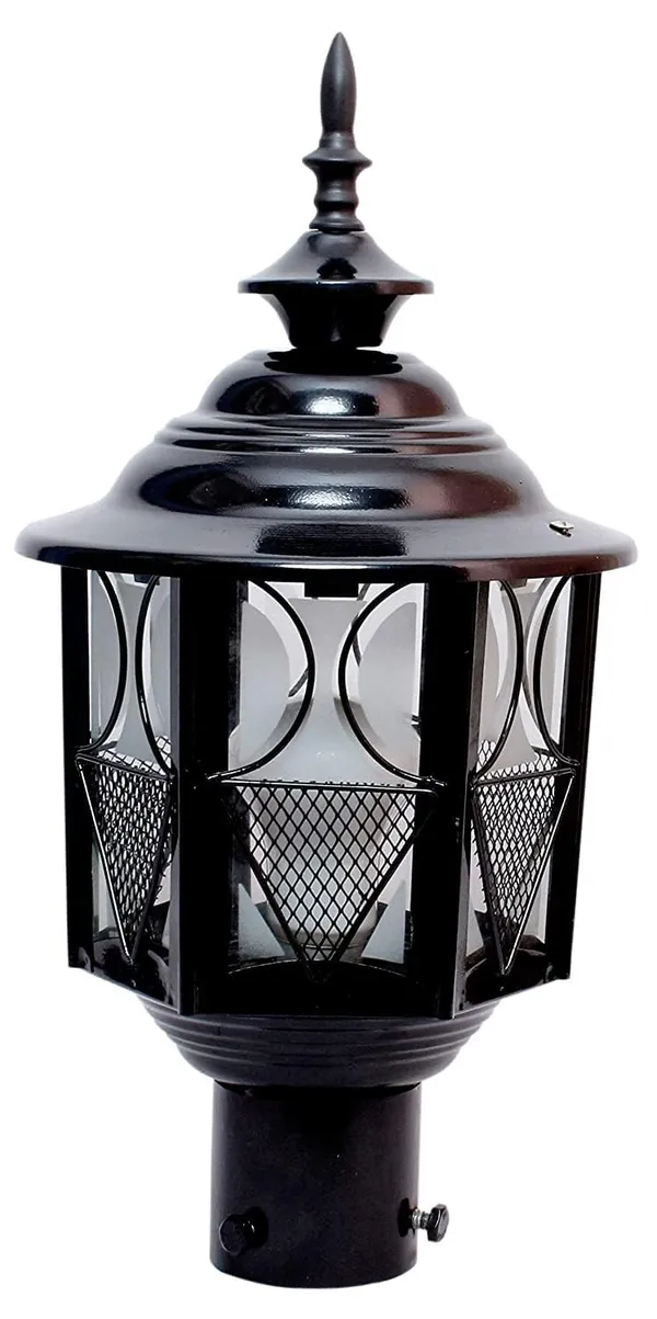 SWIATLO_Modern_Shape_Pole_Lamp/Gate_Light/_Outdoor_Lamp/Outdoor_Light/Pillar_Light_for_Outdoor_Home,_Metro_Design,_Black_and_Clear_(Pack_of_1,_WITH_BULB)