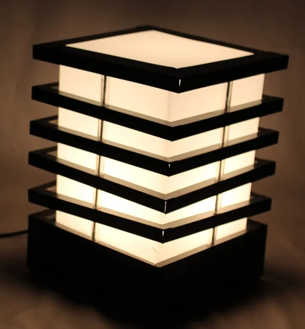 SWIATLO_Modern_Shape_Pole_Lamp/Gate_Light/_Outdoor_Lamp/Outdoor_Light/Pillar_Light_for_Outdoor_Home,_Modern_Shape,_Black_and_Milky_(Pack_of_1,_WITH_BULB)