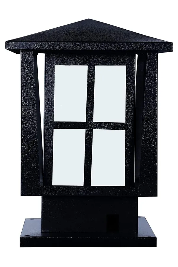 SWIATLO_Modern_Shape_Pole_Lamp/Gate_Light/_Outdoor_Lamp/Outdoor_Light/Pillar_Light_for_Outdoor_Home,_Home_Design,_Black_and_Milky,_(Pack_of_2,_WITH_BULB)