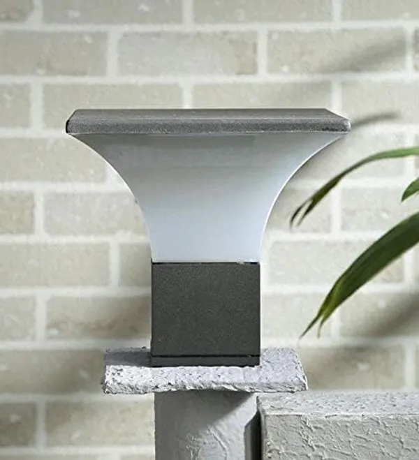 SWIATLO_Modern_Shape_Pole_Lamp/Gate_Light/_Outdoor_Lamp/Outdoor_Light/Pillar_Light_for_Outdoor_Home,_Tree001_Shape,_Grey_and_Milky_(Pack_of_1,_WITH_BULB)