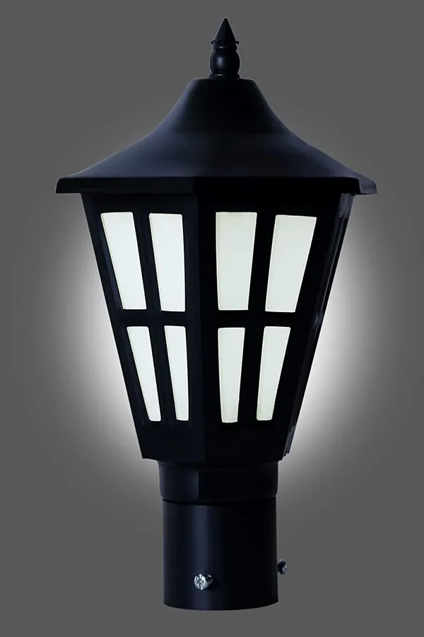 SWIATLO_Modern_Shape_Pole_Lamp/Gate_Light/_Outdoor_Lamp/Outdoor_Light/Pillar_Light_for_Outdoor_Home,_Round_Design,_Black_and_Clear_(Pack_of_1,_WITH_BULB)