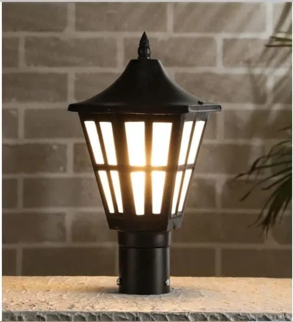 SWIATLO_Modern_Shape_Pole_Lamp/Gate_Light/_Outdoor_Lamp/Outdoor_Light/Pillar_Light_for_Outdoor_Home,_Round_Design,_Black_and_Clear_(Pack_of_1,_WITH_BULB)