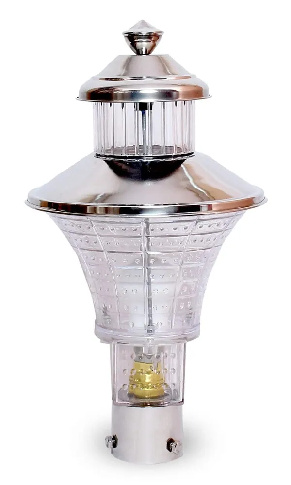 SWIATLO_Modern_Shape_Pole_Lamp/Gate_Light/_Outdoor_Lamp/Outdoor_Light/Pillar_Light_for_Outdoor_Home,_Novel,_Silver_and_Clear,_(Pack_of_1,_with_bulb)