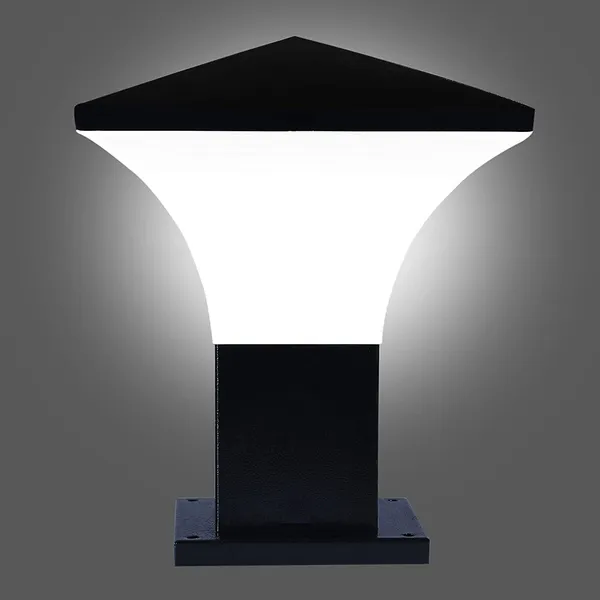 SWIATLO_Modern_Shape_Pole_Lamp/Gate_Light/_Outdoor_Lamp/Outdoor_Light/Pillar_Light_for_Outdoor_Home,_Hut_Top_Design,_Black_and_Milky_(Pack_of_2,_WITH_BULB)