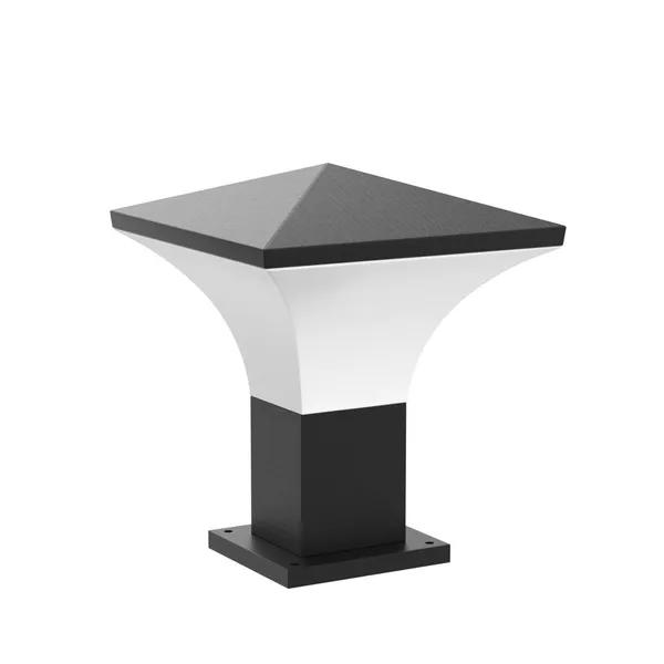 SWIATLO_Modern_Shape_Pole_Lamp/Gate_Light/_Outdoor_Lamp/Outdoor_Light/Pillar_Light_for_Outdoor_Home,_Hut_Top_Design,_Black_and_Milky_(Pack_of_2,_WITH_BULB)