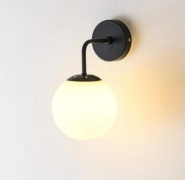 SWIATLO_Wall_Sconces,_Bedside_Wall_Lamp_Wall_Mount_Light_with_Bell_Head_Metal_Shade_for_Living_Room_Bedside_Bedroom_Indoor_Doorway,_Black_(Pack_of_1,_WITH_BULB)