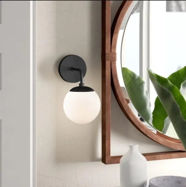 SWIATLO_Wall_Sconces,_Bedside_Wall_Lamp_Wall_Mount_Light_with_Bell_Head_Metal_Shade_for_Living_Room_Bedside_Bedroom_Indoor_Doorway,_Black_(Pack_of_1,_WITH_BULB)