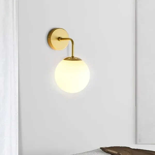 SWIATLO_Wall_Sconces,_Bedside_Wall_Lamp_Wall_Mount_Light_with_Bell_Head_Metal_Shade_for_Living_Room_Bedside_Bedroom_Indoor_Doorway,_Gold_(Pack_of_1,_WITH_BULB)