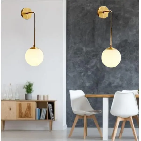 SWIATLO_Hanging_Design_Globe_Wall_Light/Wall_Lamp_to_Décor_Home/Living_Room/Bedroom/Office/Dining/Cafe/Restaurants,_Gold_(Pack_of_1,_with_bulb)