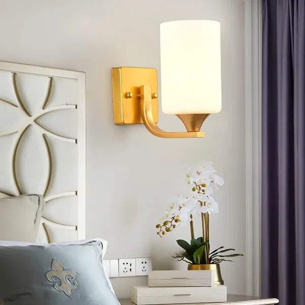 SWIATLO_Nordic_Gold_and_Frosted_KIN-640_WALL_Lamp/Wall_Light_to_Décor_Home/Living_Room/Bedroom/Office/Dining/Cafe/Restaurants_(Pack_of_2,_WITH_BULB)