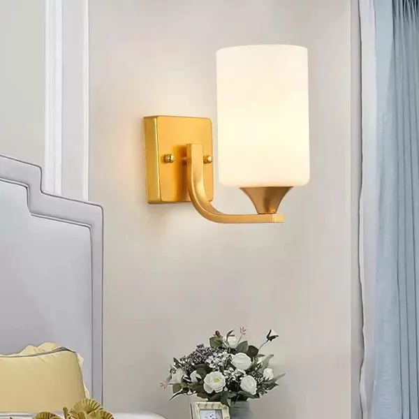 SWIATLO_Nordic_Gold_and_Frosted_KIN-640_WALL_Lamp/Wall_Light_to_Décor_Home/Living_Room/Bedroom/Office/Dining/Cafe/Restaurants_(Pack_of_1,_WITH_BULB)