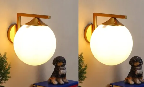 SWIATLO_Golden_Modern_Design_Doom_Wall_Light/Wall_Lamp_to_Décor_Home/Living_Room/Bedroom/Office/Dining/Cafe/Restaurants_(Pack_of_1,_With_Bulb)