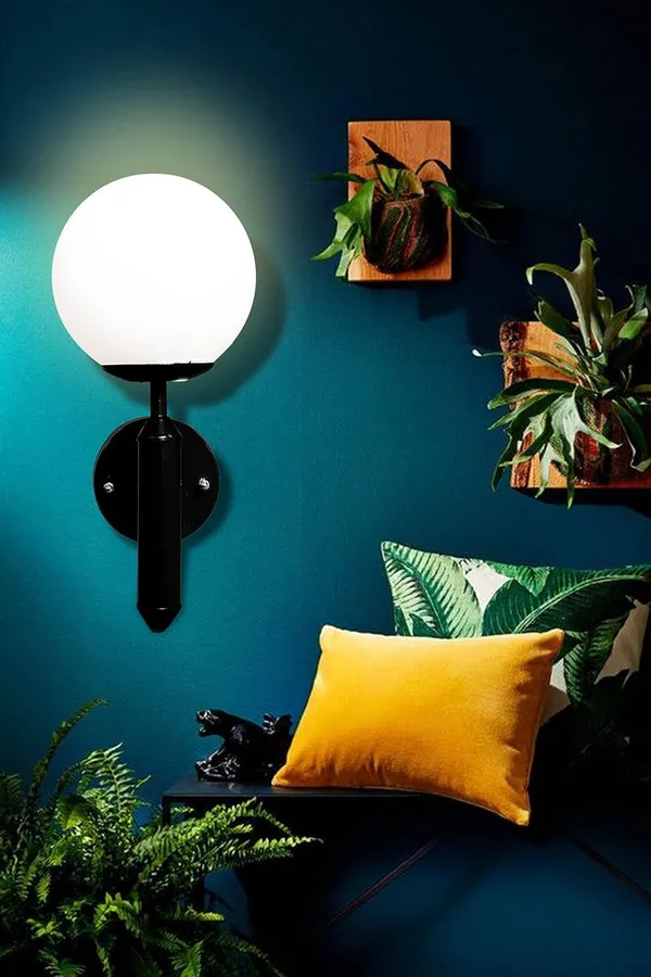 SWIATLO_Nordic_BLACK-8051_Wall_Light/Wall_Lamp_to_Décor_Home/Living_Room/Bedroom/Office/Dining/Cafe/Restaurants_(Pack_of_1,_with_Bulb)
