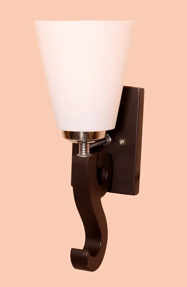 SWIATLO_S_Shape_Bend_Tapper_Wall_Light/Wall_Lamp_to_Décor_Home/Living_Room/Bedroom/Office/Dining/Cafe/Restaurants,_Brown_and_Milky_(Pack_of_1,_with_Bulb)