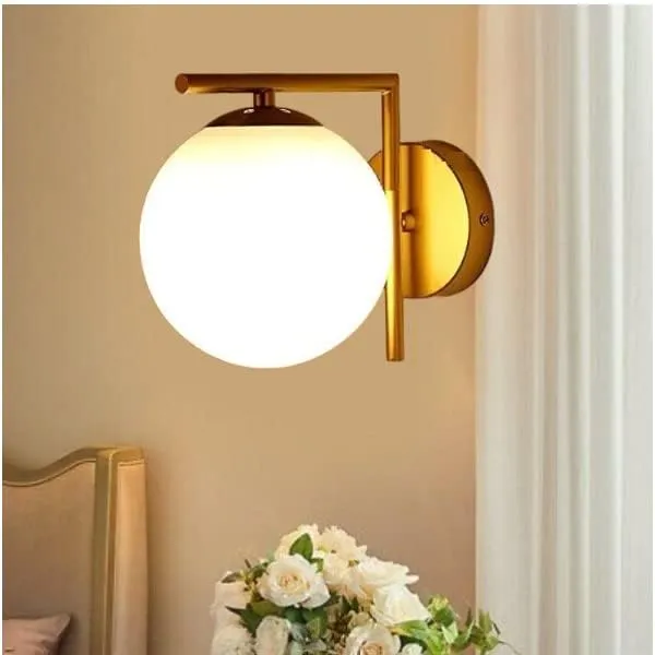 SWIATLO_L_Globe_Design_Wall_Light/Wall_Lamp_to_Décor_Home/Living_Room/Bedroom/Office/Dining/Cafe/Restaurants,_Golden_(Pack_of_1,_with_Bulb)