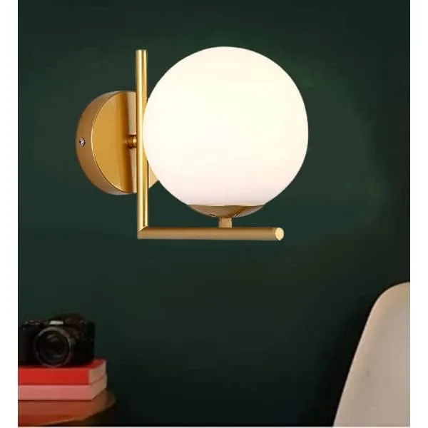 SWIATLO_L_Globe_Design_Wall_Light/Wall_Lamp_to_Décor_Home/Living_Room/Bedroom/Office/Dining/Cafe/Restaurants,_Golden_(Pack_of_1,_with_Bulb)