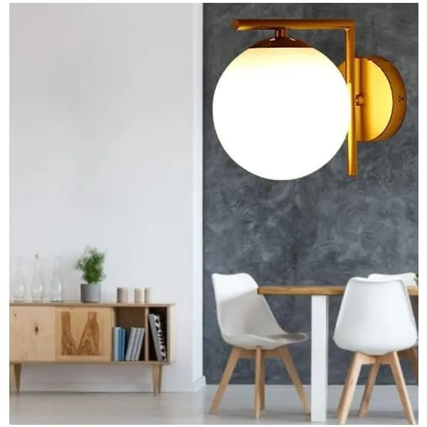 SWIATLO_L_Globe_Design_Wall_Light/Wall_Lamp_to_Décor_Home/Living_Room/Bedroom/Office/Dining/Cafe/Restaurants,_Golden_(Pack_of_1,_with_Bulb)