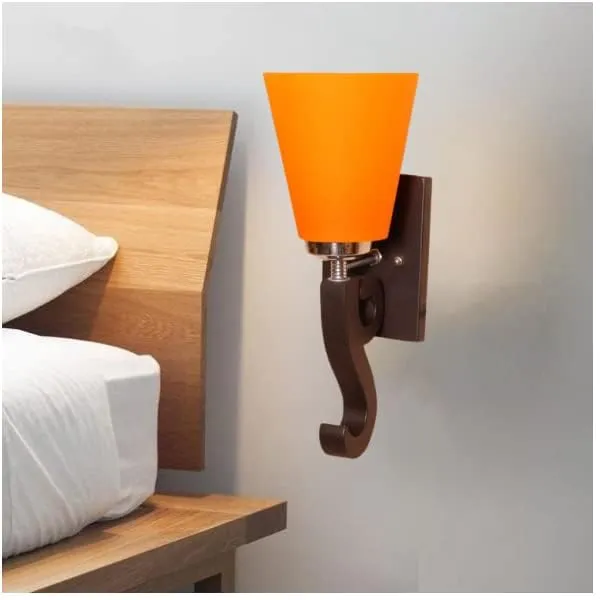 SWIATLO_S_Shape_Bend_Tapper_Wall_Light/Wall_Lamp_to_Décor_Home/Living_Room/Bedroom/Office/Dining/Cafe/Restaurants,_Brown_and_Orange_(Pack_of_1,_with_Bulb)