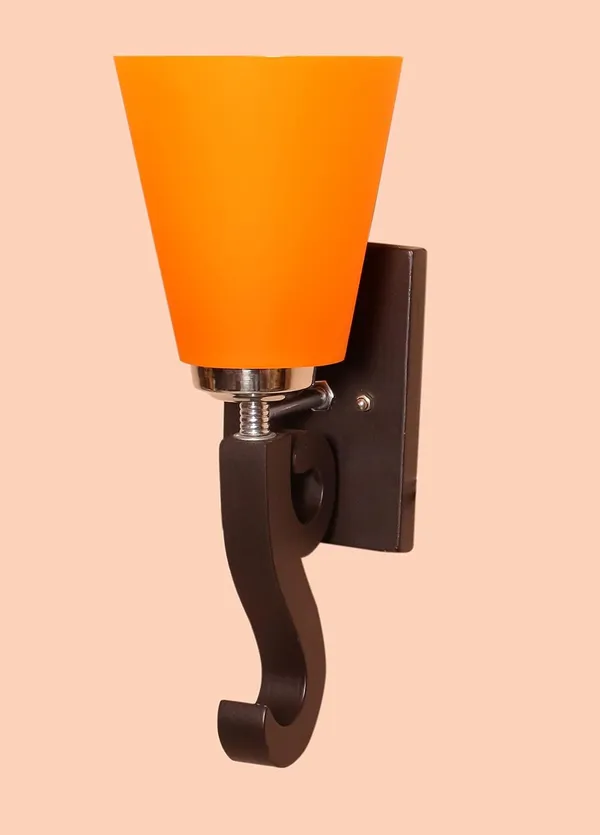 SWIATLO_S_Shape_Bend_Tapper_Wall_Light/Wall_Lamp_to_Décor_Home/Living_Room/Bedroom/Office/Dining/Cafe/Restaurants,_Brown_and_Orange_(Pack_of_1,_with_Bulb)