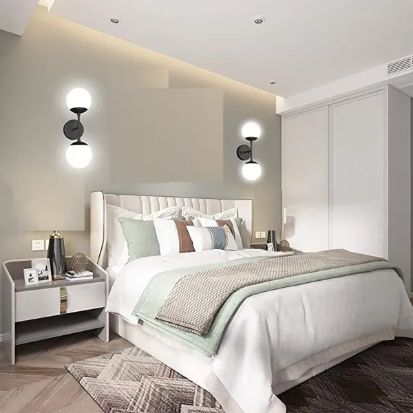 SWIATLO_Double_Moon_Globe_At_180_Degree_Wall_Light/Wall_Lamp_to_Décor_Home/Living_Room/Bedroom/Office/Dining/Cafe/Restaurants,_Black_(Pack_of_1,_with_Bulb)