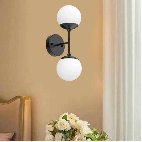 SWIATLO_Double_Moon_Globe_At_180_Degree_Wall_Light/Wall_Lamp_to_Décor_Home/Living_Room/Bedroom/Office/Dining/Cafe/Restaurants,_Black_(Pack_of_1,_with_Bulb)