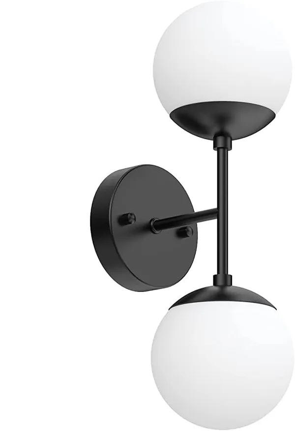 SWIATLO_Double_Moon_Globe_At_180_Degree_Wall_Light/Wall_Lamp_to_Décor_Home/Living_Room/Bedroom/Office/Dining/Cafe/Restaurants,_Black_(Pack_of_1,_with_Bulb)