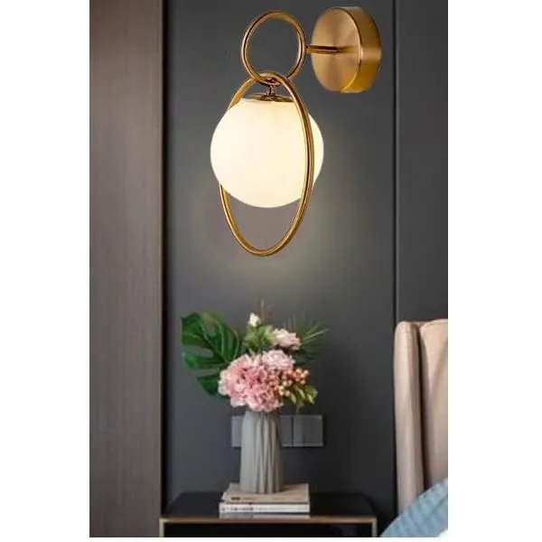 SWIATLO_Opposite_Ring_Moon_Globe_Wall_Light/Wall_Lamp_to_Décor_Home/Living_Room/Bedroom/Office/Dining/Cafe/Restaurants,_Gold_(Pack_of_1,_with_Bulb)