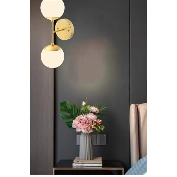 SWIATLO_Double_Moon_Globe_At_180_Degree_Wall_Light/Wall_Lamp_to_Décor_Home/Living_Room/Bedroom/Office/Dining/Cafe/Restaurants,_Gold_(Pack_of_1,_with_Bulb)