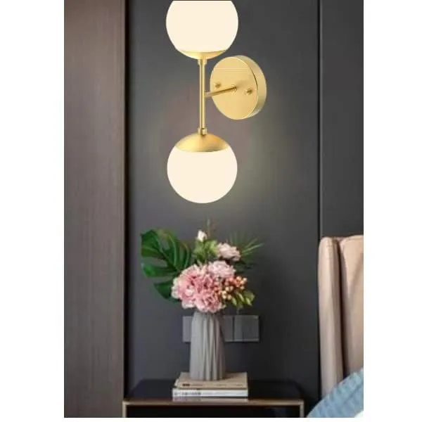 SWIATLO_Double_Moon_Globe_At_180_Degree_Wall_Light/Wall_Lamp_to_Décor_Home/Living_Room/Bedroom/Office/Dining/Cafe/Restaurants,_Gold_(Pack_of_1,_with_Bulb)