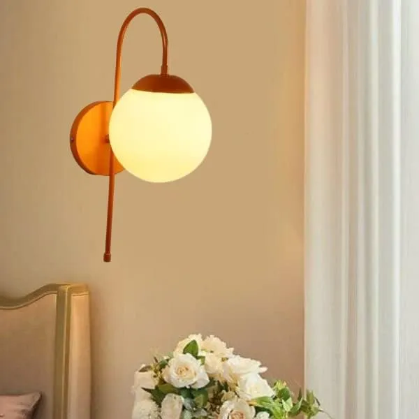 SWIATLO_Wall_Light/Wall_Lamp_to_Décor_Home/Living_Room/Bedroom/Office/Dining/Cafe/Restaurants,_J_Bend_Moon_Globe,_Golden_(Pack_of_1,_with_Bulb)