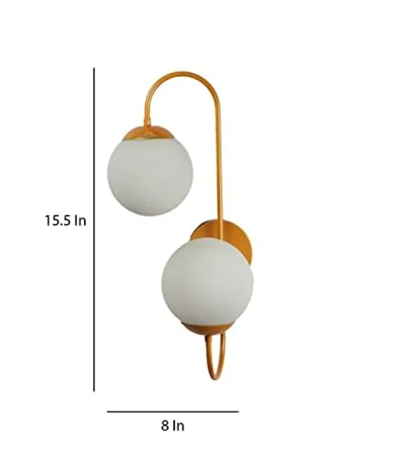 SWIATLO_Wall_Light/Wall_Lamp_to_Décor_Home/Living_Room/Bedroom/Office/Dining/Cafe/Restaurants,_Double_J_Bend_Moon_Globe,_Golden_(Pack_of_1,_with_Bulb)