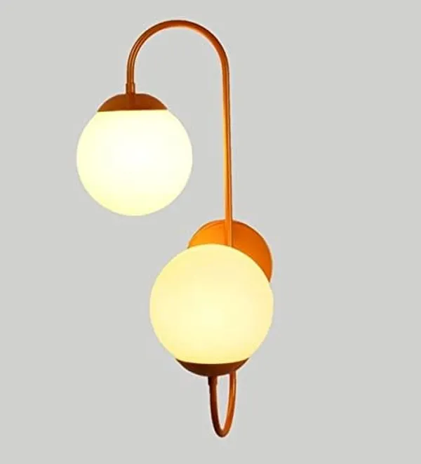 SWIATLO_Wall_Light/Wall_Lamp_to_Décor_Home/Living_Room/Bedroom/Office/Dining/Cafe/Restaurants,_Double_J_Bend_Moon_Globe,_Golden_(Pack_of_1,_with_Bulb)