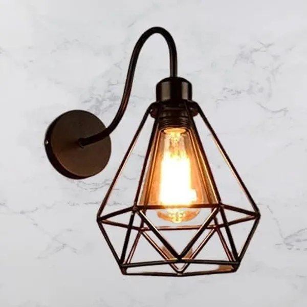 SWIATLO_Wall_Light/Wall_Lamp_to_Décor_Home/Living_Room/Bedroom/Office/Dining/Cafe/Restaurants,_Diamond_Design,_Black_(Pack_of_1,_with_Bulb)