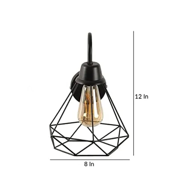 SWIATLO_Wall_Light/Wall_Lamp_to_Décor_Home/Living_Room/Bedroom/Office/Dining/Cafe/Restaurants,_Diamond_Design,_Black_(Pack_of_1,_with_Bulb)