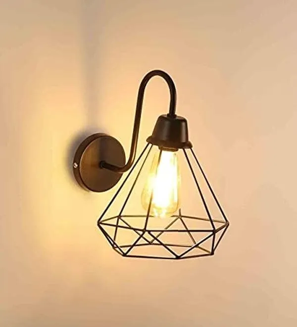 SWIATLO_Wall_Light/Wall_Lamp_to_Décor_Home/Living_Room/Bedroom/Office/Dining/Cafe/Restaurants,_Diamond_Design,_Black_(Pack_of_1,_with_Bulb)