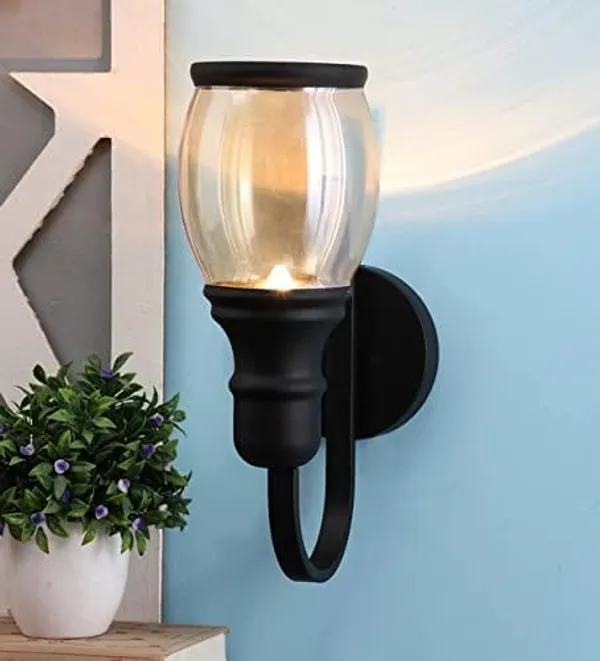 SWIATLO_Wall_Light/Wall_Lamp_to_Décor_Home/Living_Room/Bedroom/Office/Dining/Cafe/Restaurants,_U-Bend_Slim,_Black_(Pack_of_1,_with_Bulb)