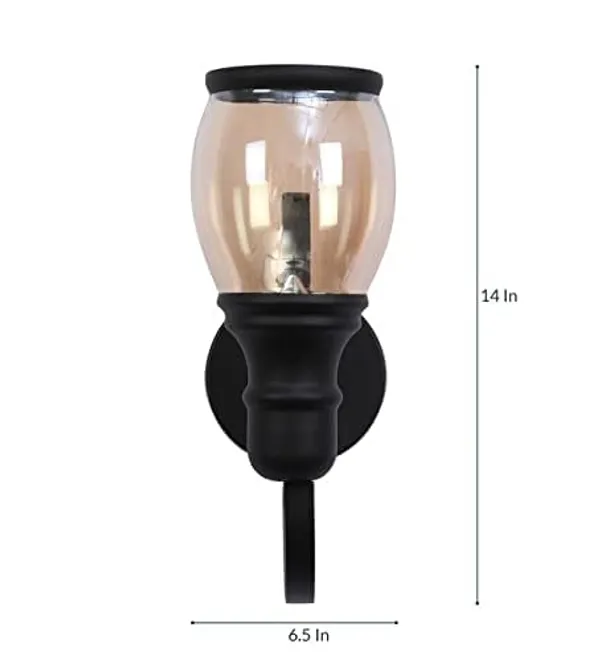 SWIATLO_Wall_Light/Wall_Lamp_to_Décor_Home/Living_Room/Bedroom/Office/Dining/Cafe/Restaurants,_U-Bend_Slim,_Black_(Pack_of_1,_with_Bulb)