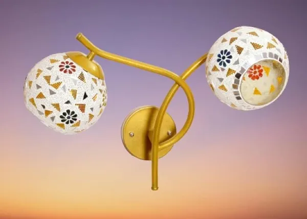 SWIATLO_Wall_Light/Wall_Lamp_to_Décor_Home/Living_Room/Bedroom/Office/Dining/Cafe/Restaurants,_Cross_Design_Double_Side_Open_Shade,_Gold_(Pack_of_1,_with_Bulb)