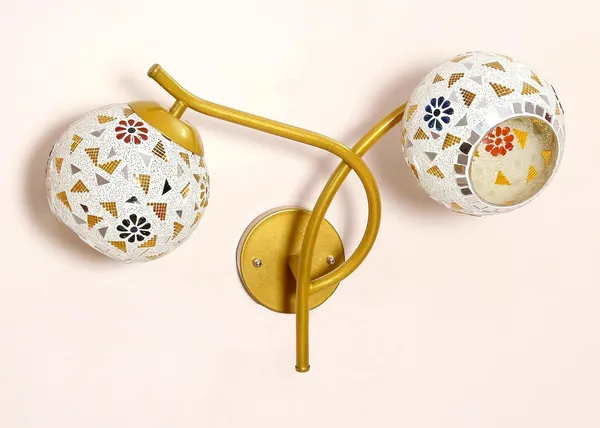 SWIATLO_Wall_Light/Wall_Lamp_to_Décor_Home/Living_Room/Bedroom/Office/Dining/Cafe/Restaurants,_Cross_Design_Double_Side_Open_Shade,_Gold_(Pack_of_1,_with_Bulb)