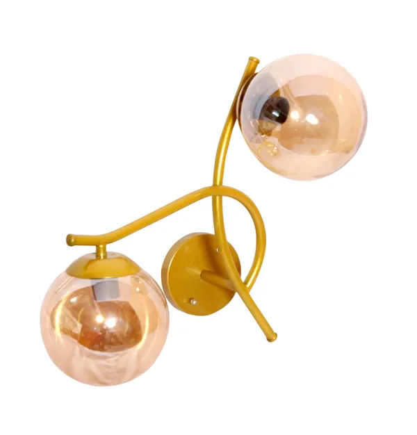 SWIATLO_Wall_Light/Wall_Lamp_to_Décor_Home/Living_Room/Bedroom/Office/Dining/Cafe/Restaurants,_Cross_Design_Double_Side_Luster_Globe,_Gold_(Pack_of_1,_with_Bulb)