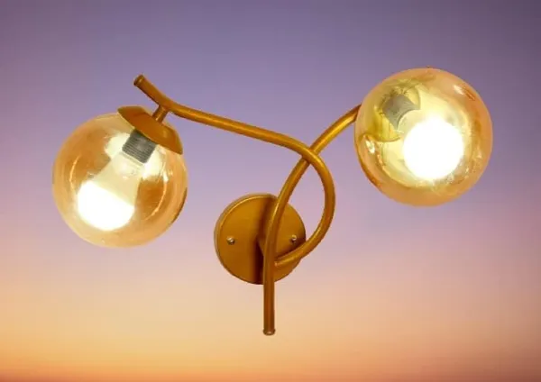 SWIATLO_Wall_Light/Wall_Lamp_to_Décor_Home/Living_Room/Bedroom/Office/Dining/Cafe/Restaurants,_Cross_Design_Double_Side_Luster_Globe,_Gold_(Pack_of_1,_with_Bulb)