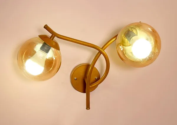 SWIATLO_Wall_Light/Wall_Lamp_to_Décor_Home/Living_Room/Bedroom/Office/Dining/Cafe/Restaurants,_Cross_Design_Double_Side_Luster_Globe,_Gold_(Pack_of_1,_with_Bulb)