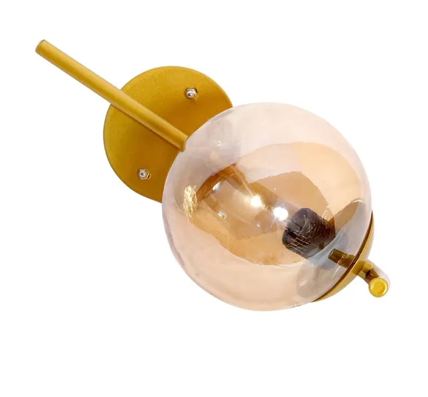 SWIATLO_Wall_Light/Wall_Lamp_to_Décor_Home/Living_Room/Bedroom/Office/Dining/Cafe/Restaurants,_Reverse_J_Design_Luster_Globe,_Gold_(Pack_of_1,_with_Bulb)