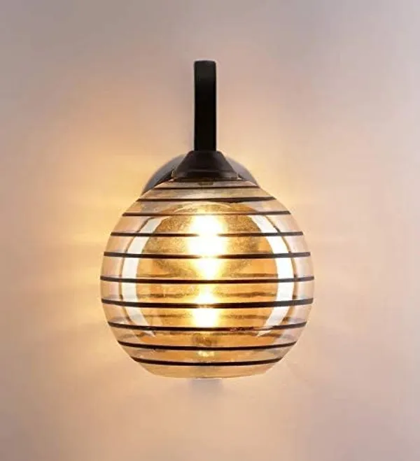SWIATLO_Wall_Light/Wall_Lamp_to_Décor_Home/Living_Room/Bedroom/Office/Dining/Cafe/Restaurants,_U-Bend_Big_Doom,_Black_(Pack_of_1,_with_Bulb)