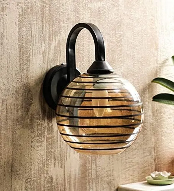SWIATLO_Wall_Light/Wall_Lamp_to_Décor_Home/Living_Room/Bedroom/Office/Dining/Cafe/Restaurants,_U-Bend_Big_Doom,_Black_(Pack_of_1,_with_Bulb)