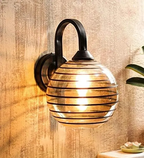SWIATLO_Wall_Light/Wall_Lamp_to_Décor_Home/Living_Room/Bedroom/Office/Dining/Cafe/Restaurants,_U-Bend_Big_Doom,_Black_(Pack_of_1,_with_Bulb)