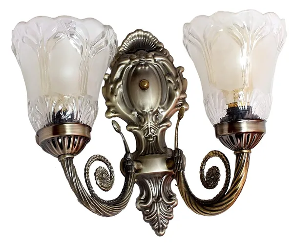 SWIATLO_Wall_Light/Wall_Lamp_to_Décor_Home/Living_Room/Bedroom/Office/Dining/Cafe/Restaurants,_Double_Shade_Flower,_Black_Antique_(Pack_of_1,_with_Bulb)